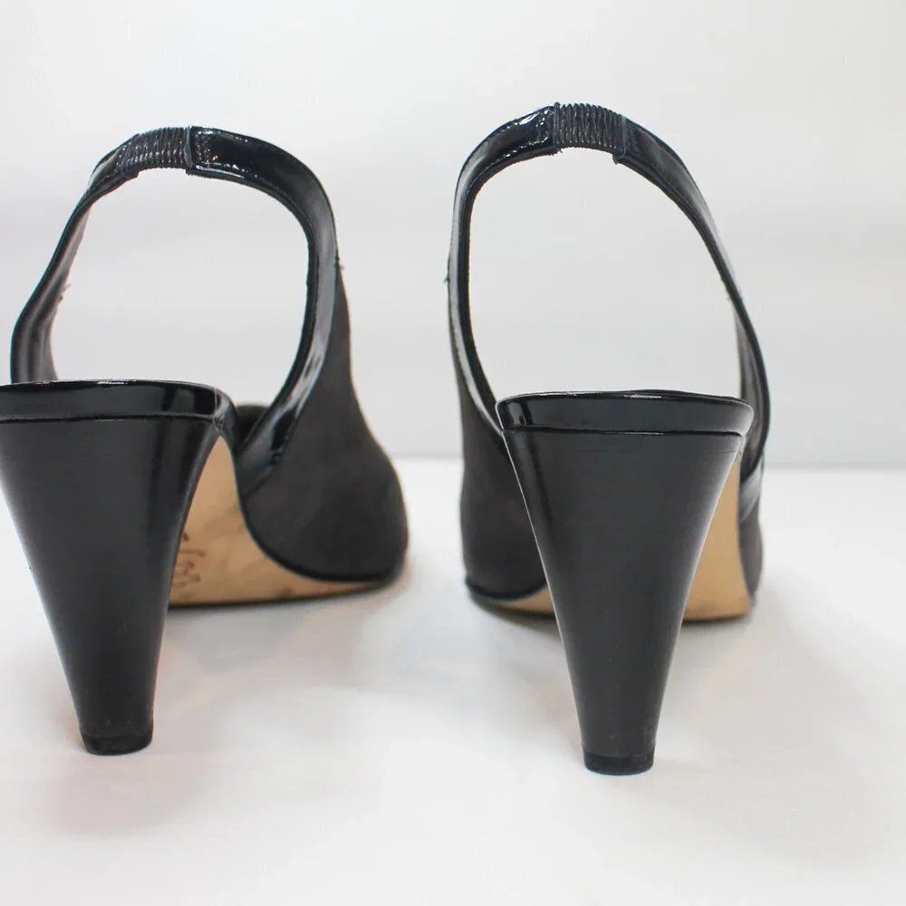 Brighton Bree Suede Patent Leather High Heels Sling Back Office‎ Shoes 8.5